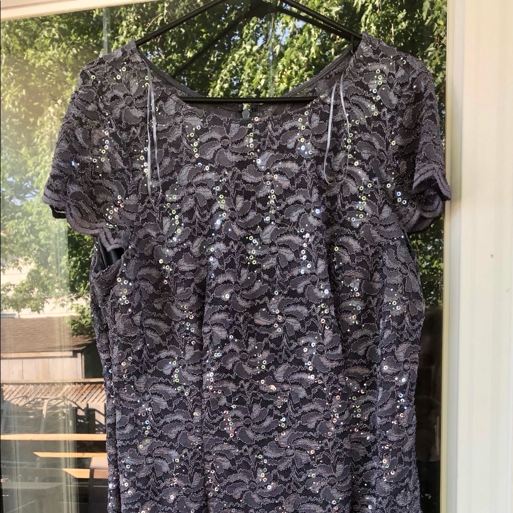 Cap Sleeve Lace Dress with Sequins